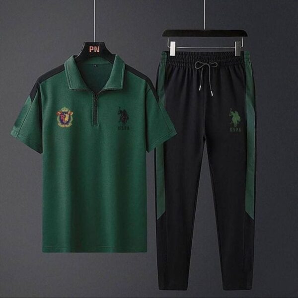 Stylish polo t-shirt and trouser for men green