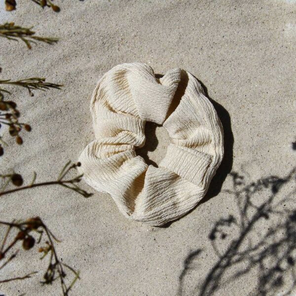 Upcycled Cream Scrunchie