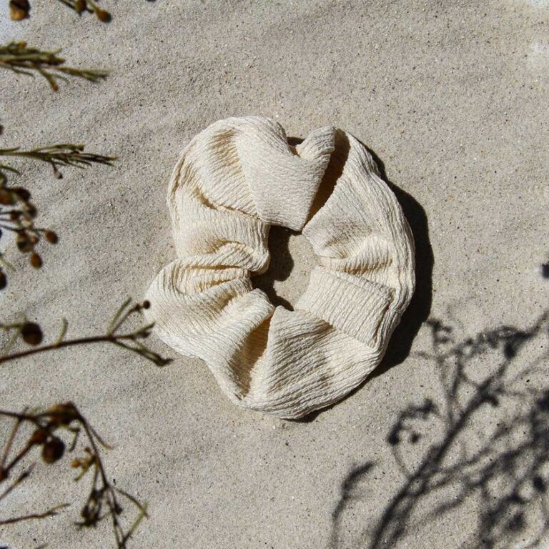 Upcycled Cream Scrunchie