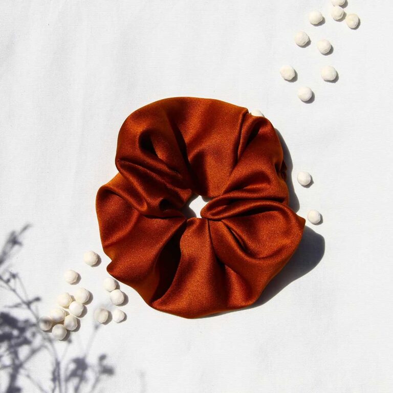 Upcycled Rust Satin Scrunchie
